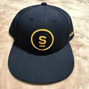 Black Select Snap back  Flatbill Baseball Cap with Yellow Logo, Cannabis, Stoner
